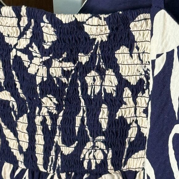 A New Day Navy/White Maxi Sun Dress w/Pockets Adjustable Straps Elastic Back 1X - Picture 3 of 9